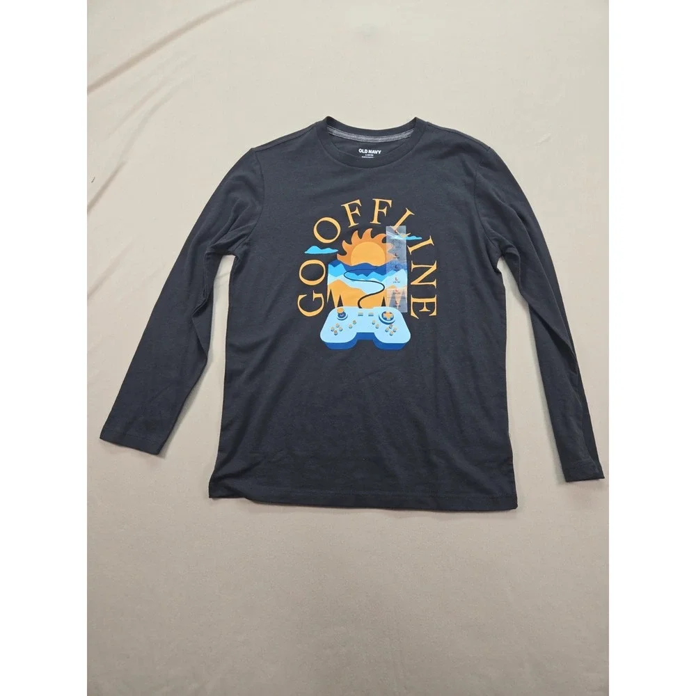 Kids Old Navy Go Offline Graphic Long Sleeve Shirt Size L 10-12 NEW